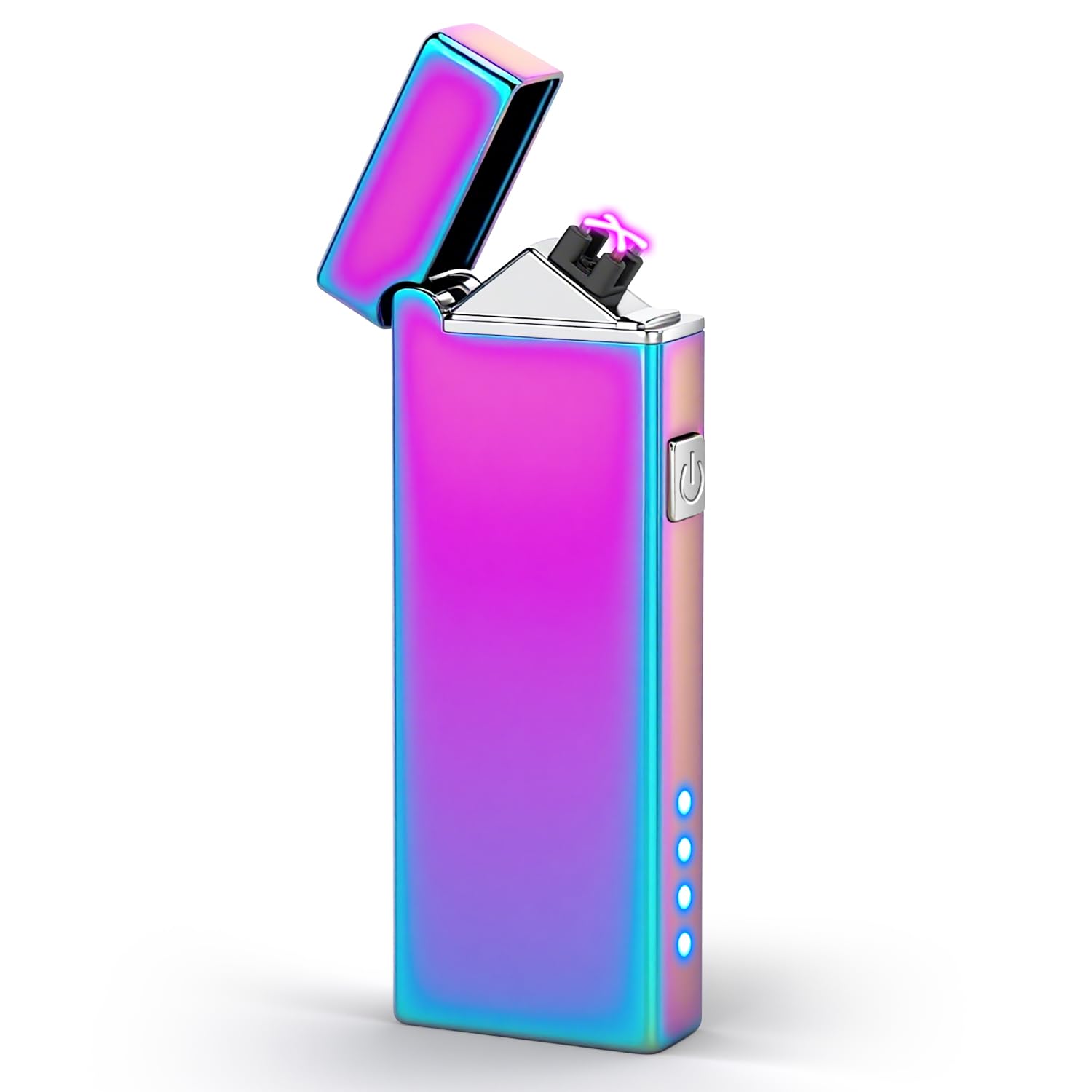 LcFun Electric USB Rechargeable Lighter Windproof Flamesless Plasma Dual Arc Lighter Small Metal Pocket Lighters for Candle, Camping Stocking Stuffers Gifts for Men (Nickel Brushed)