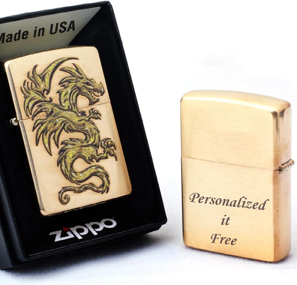 Personalized Groomsmen Zippo Lighter Perfect for Boyfriend, (Dragon Design)