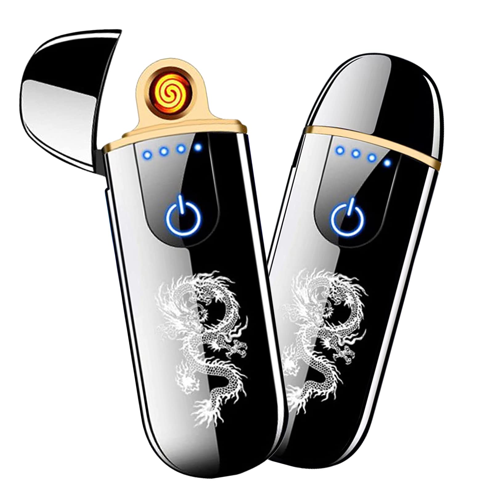 Electronic Lighter, Electric Lighter, Smart USB Rechargeable Lighter, Cool Lighters Portable Dual Sided Ignition Windproof Lightweight Plasma Lighter Boyfriends Father Gifts-Black