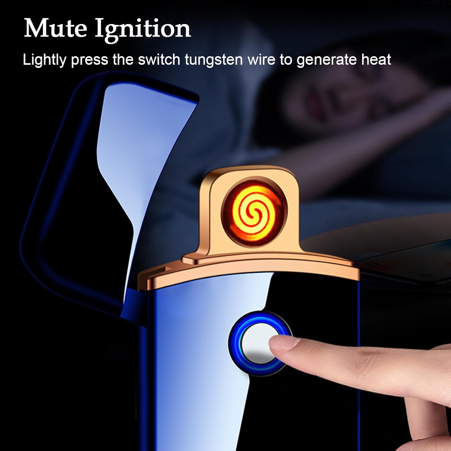 Electronic Lighter, Electric Lighter, Smart USB Rechargeable Lighter, Cool Lighters Portable Dual Sided Ignition Windproof Lightweight Plasma Lighter Boyfriends Father Gifts-Black