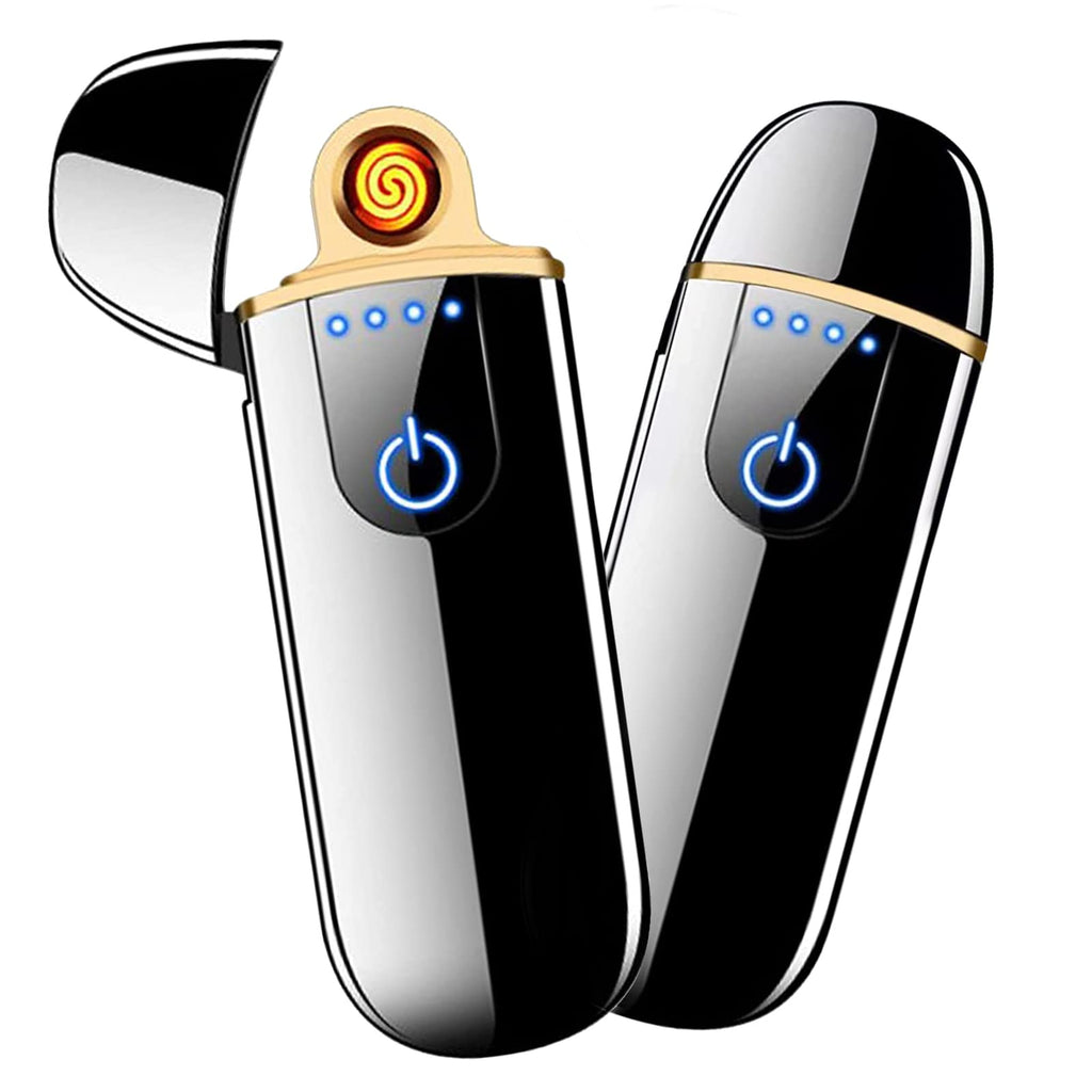 Electronic Lighter, Electric Lighter, Smart USB Rechargeable Lighter, Cool Lighters Portable Dual Sided Ignition Windproof Lightweight Plasma Lighter Boyfriends Father Gifts-Black