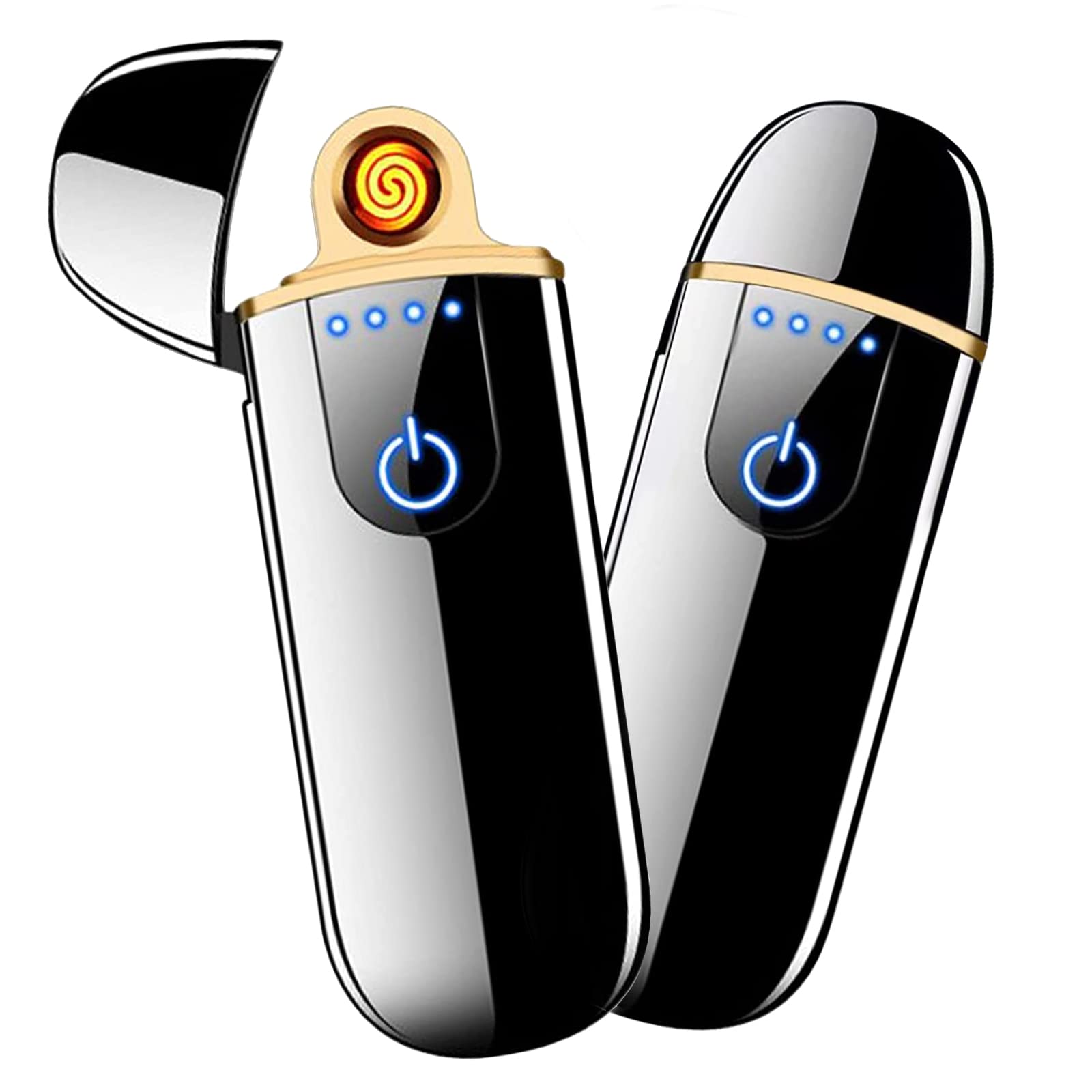 Electronic Lighter, Electric Lighter, Smart USB Rechargeable Lighter, Cool Lighters Portable Dual Sided Ignition Windproof Lightweight Plasma Lighter Boyfriends Father Gifts-Black