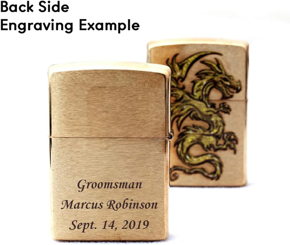 Personalized Groomsmen Zippo Lighter Perfect for Boyfriend, (Dragon Design)