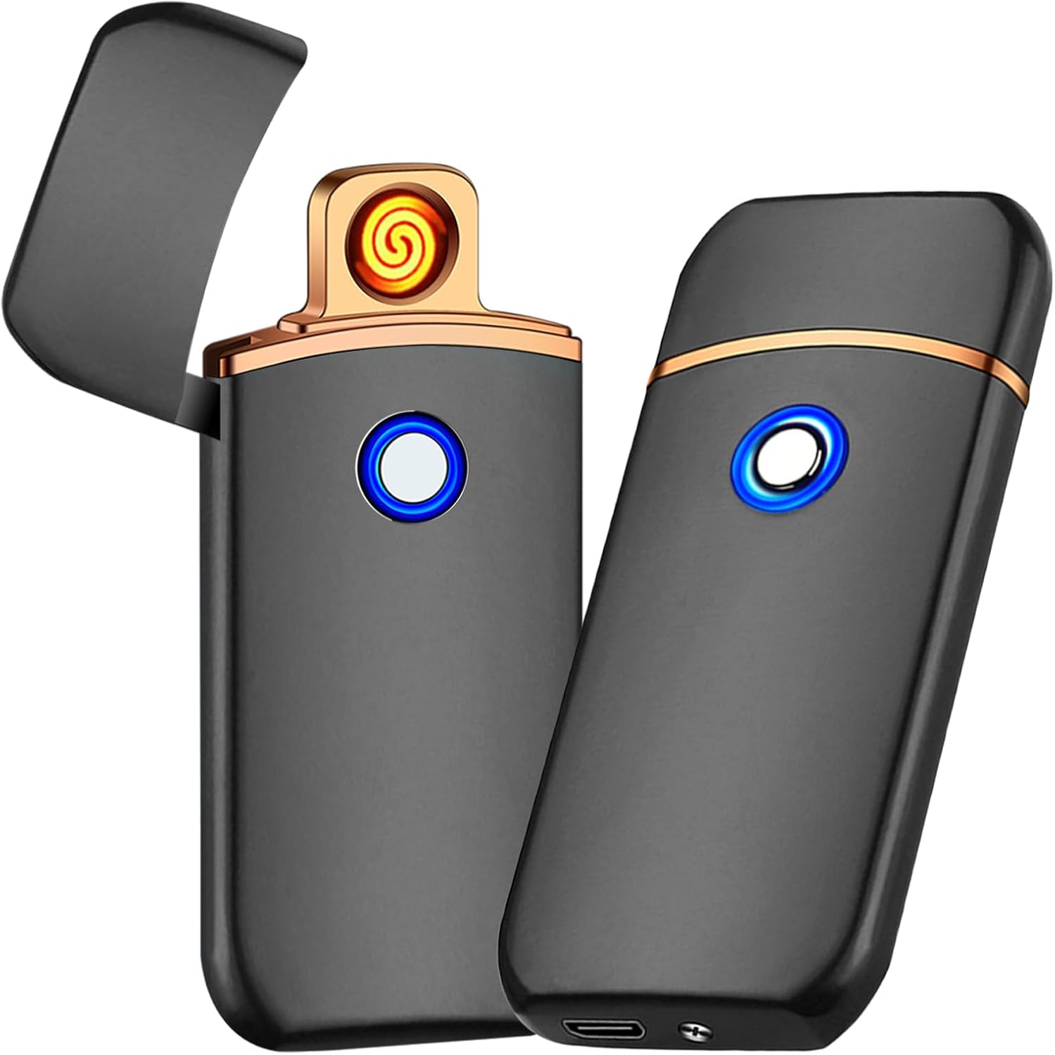Electronic Lighter, Electric Lighter, Smart USB Rechargeable Lighter, Cool Lighters Portable Dual Sided Ignition Windproof Lightweight Plasma Lighter Boyfriends Father Gifts-Black
