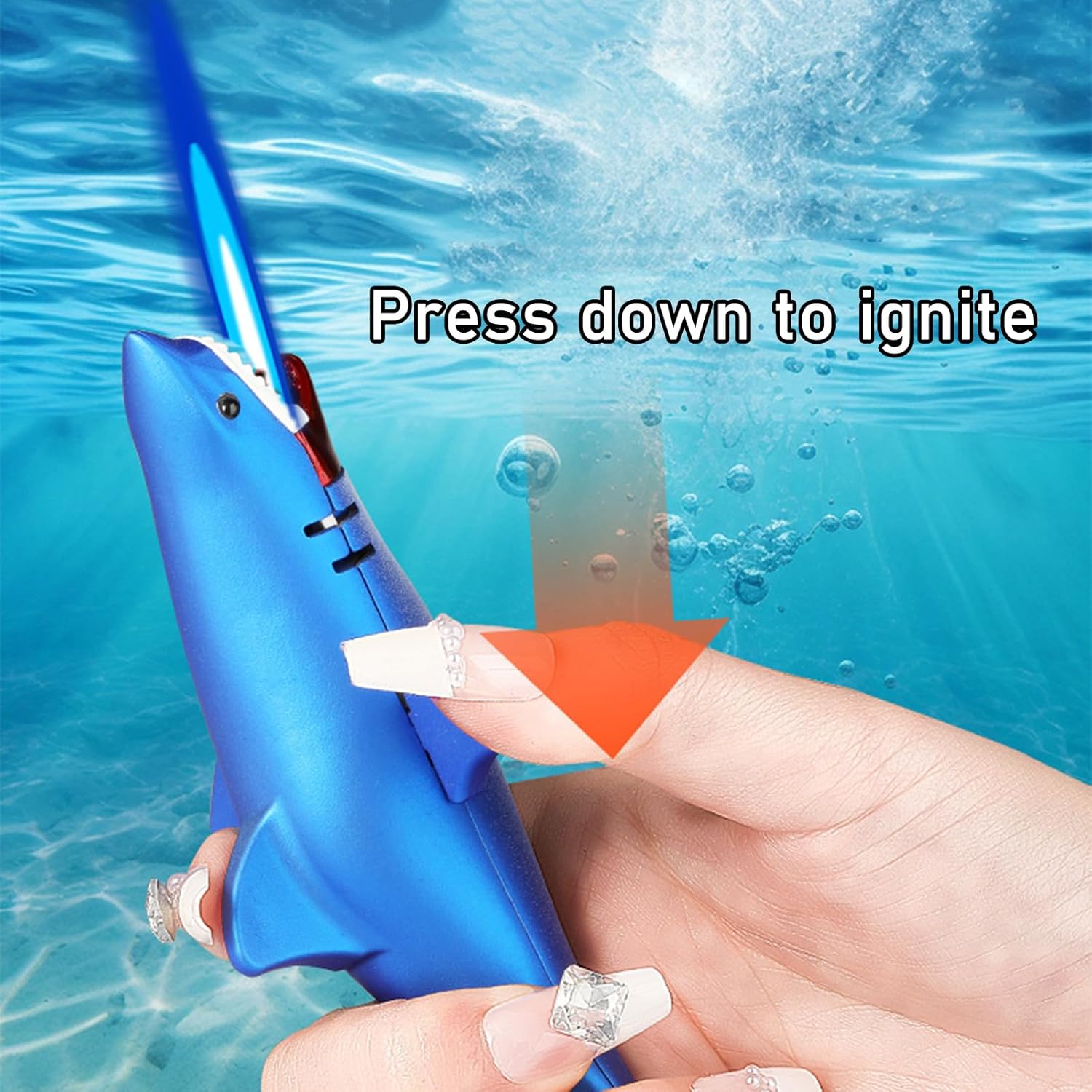 Torch Lighter – Fun Fish Shape Refillable Butane Lighter, Windproof Adjustable Blue Jet Flame Lighter for Outdoor Indoor, Unique Gift for Men & Women (Without Butane)-Gold