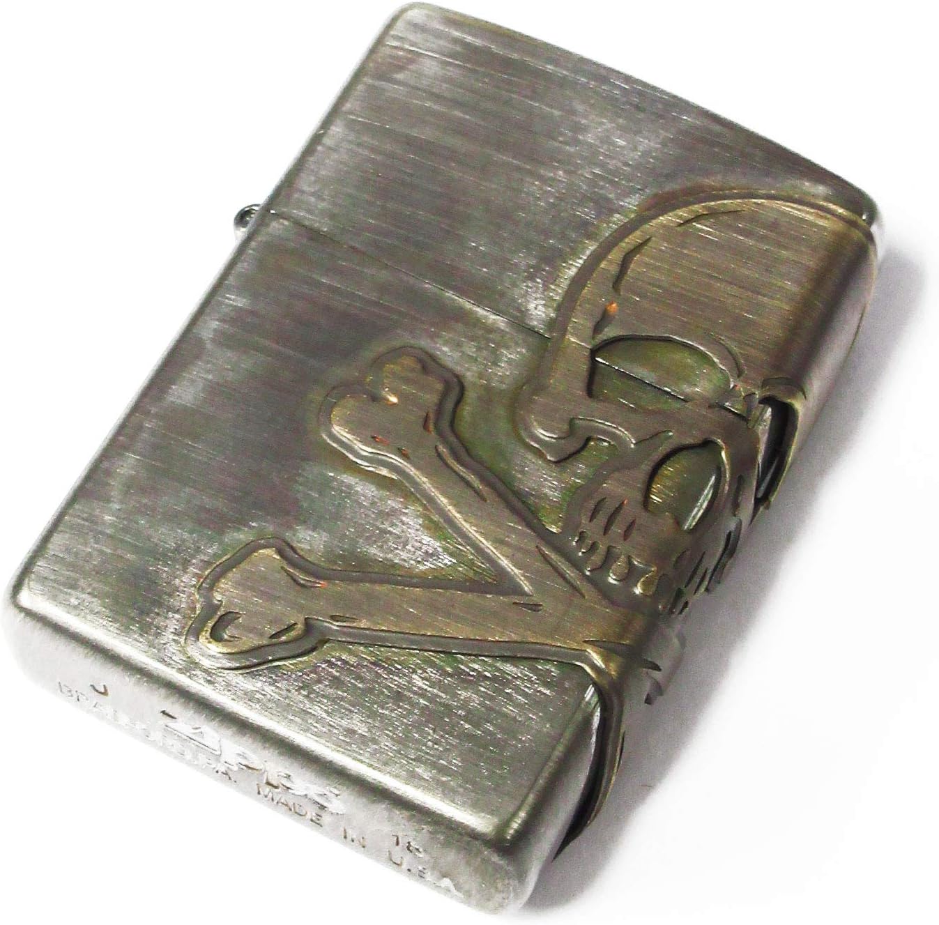 Zippo Skull Crossbones 3-Sides Metal Used Finish Processing Japan Limited Oil Lighter