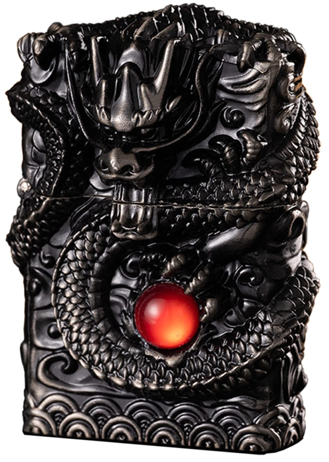 Cool Lighters, Windproof Carving Dragon Antique Lighter, Reusable Kerosene Grinding Wheel Lighter for Collection, Decorative, Gift, Present (Without Fuel) (Bronze)
