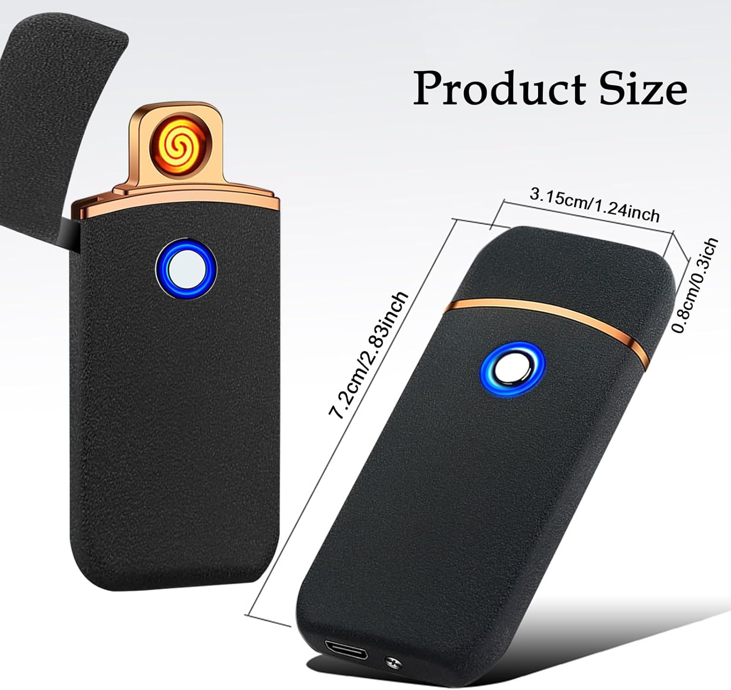 Electronic Lighter, Electric Lighter, Smart USB Rechargeable Lighter, Cool Lighters Portable Dual Sided Ignition Windproof Lightweight Plasma Lighter Boyfriends Father Gifts-Black
