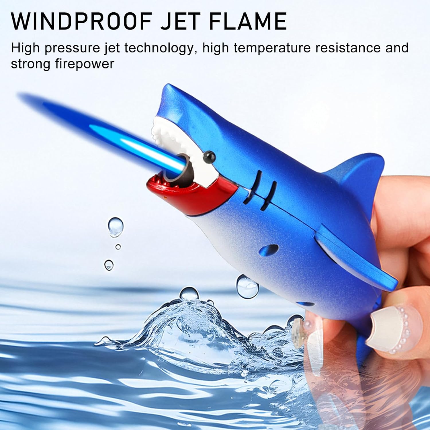 Torch Lighter – Fun Fish Shape Refillable Butane Lighter, Windproof Adjustable Blue Jet Flame Lighter for Outdoor Indoor, Unique Gift for Men & Women (Without Butane)-Gold