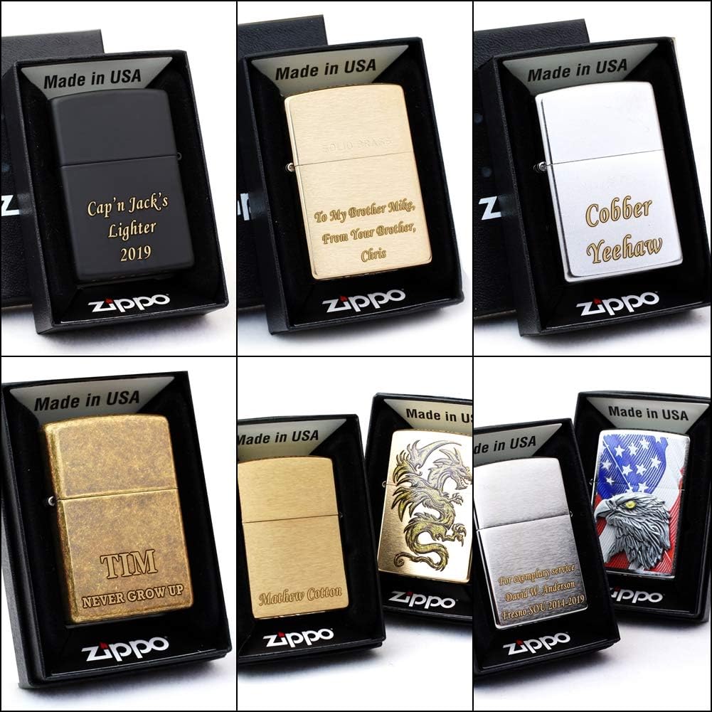 Personalized Groomsmen Zippo Lighter Perfect for Boyfriend, (Antique Brass)