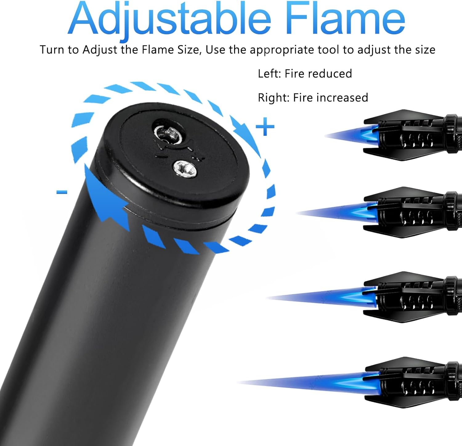 Camping Mini Torch Lighter Small Refillable Butane Lighters Pocket Tactical EDC Windproof Jet Flame with Visual Window for Hiking Survival Kitchen Candle Fireplace Home Party BBQ, 5" (Without Fuel)