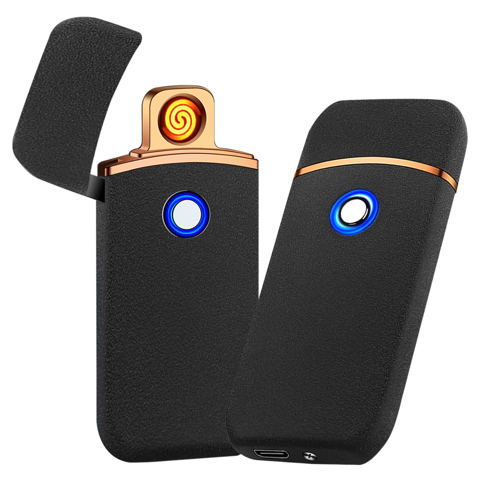 Electronic Lighter, Electric Lighter, Smart USB Rechargeable Lighter, Cool Lighters Portable Dual Sided Ignition Windproof Lightweight Plasma Lighter Boyfriends Father Gifts-Black