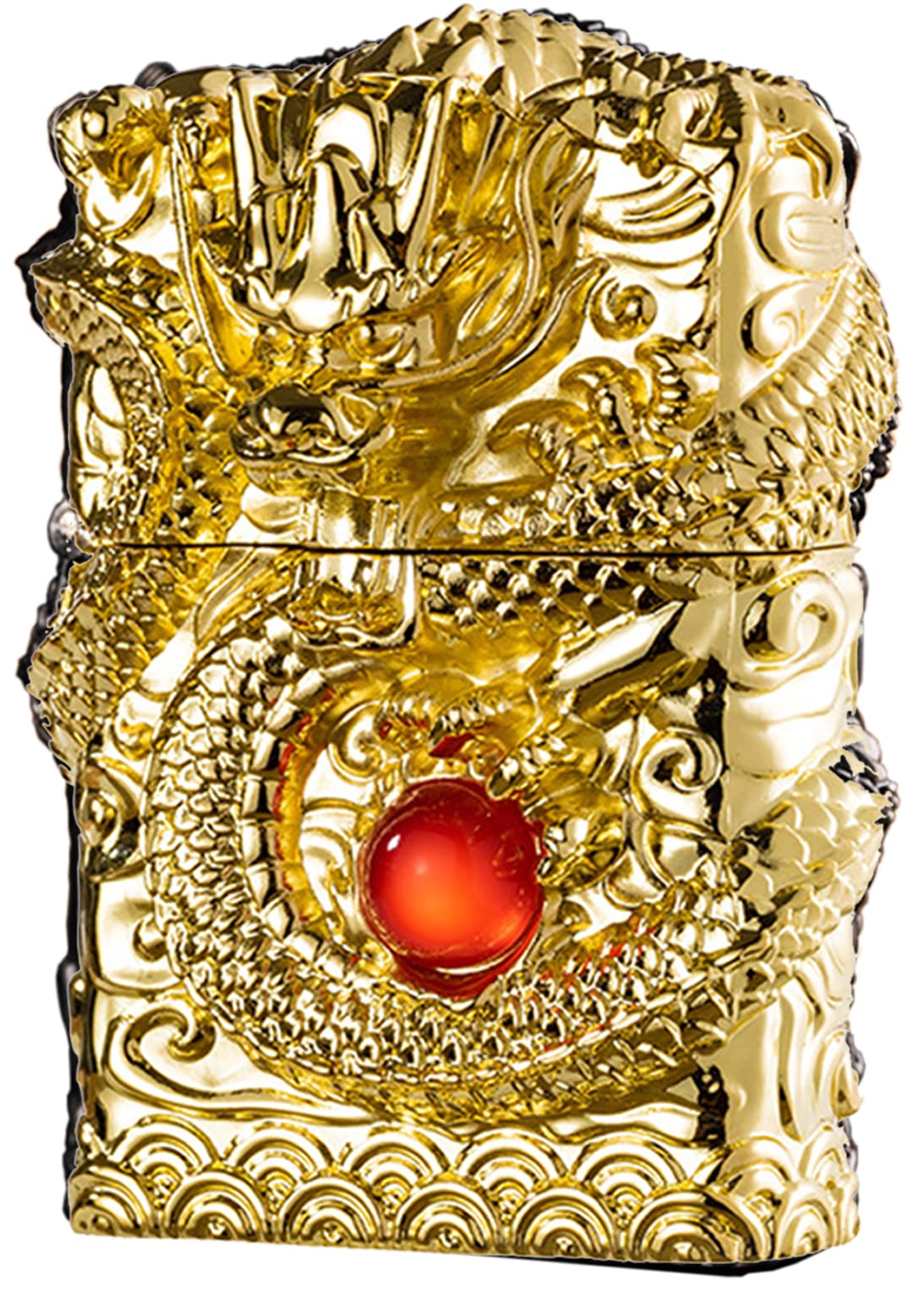 Cool Lighters, Windproof Carving Dragon Antique Lighter, Reusable Kerosene Grinding Wheel Lighter for Collection, Decorative, Gift, Present (Without Fuel) (Bronze)